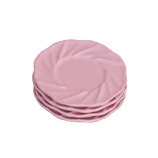 

4 шт., блюдо для кукольного домика, миниатюрная тарелка тонкой работы, кухонное сервировочное блюдо для аксессуаров для кукольного домика розовый