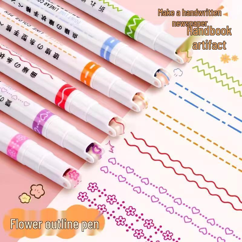 Marcador de Contorno Floral: Set de Marcadores de Colores para Diarios de Arte y Manualidades Infantiles
