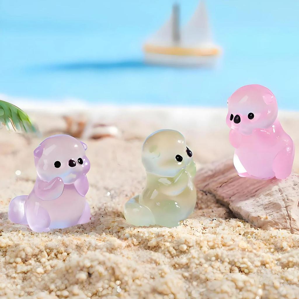 10/20 Sztuk Świecące Mini Żywiczne Zwierzęta Morskie Świecące w Ciemności Urocze Zwierzęta Wydry Morskie Małe Miniaturowe Figurki Wydr Rzecznych Do DIY