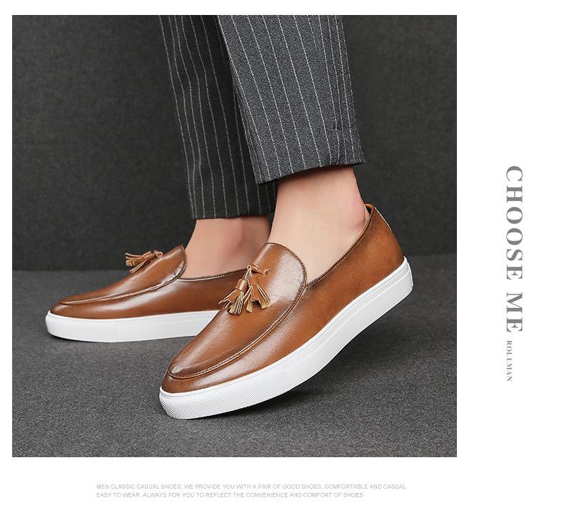 Men's Fashion Slip-On Plus Size Tassel Leather Shoes - European & American Style Casual Business Footwear