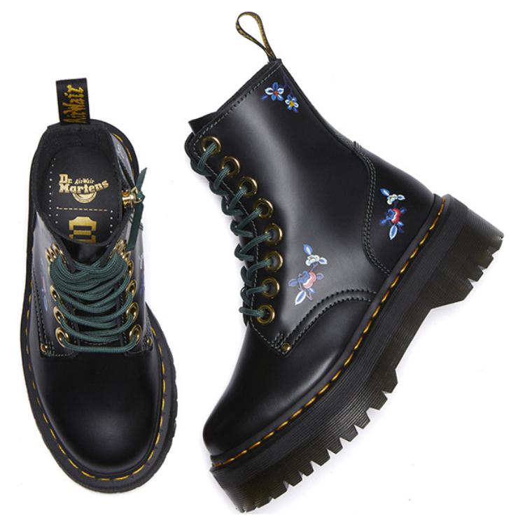 Dr. Martens Skórzane Lekkie Wygodne Oddychające Buty na Grubej Podeszwie Buty Unisex Czarne 32164001
