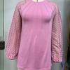 Autumn Winter Lace Patchwork Sleeves T Shirts Fashion Elegant Long Sleeves Top Women’s Round Neck Plus Size Loose T-shirt