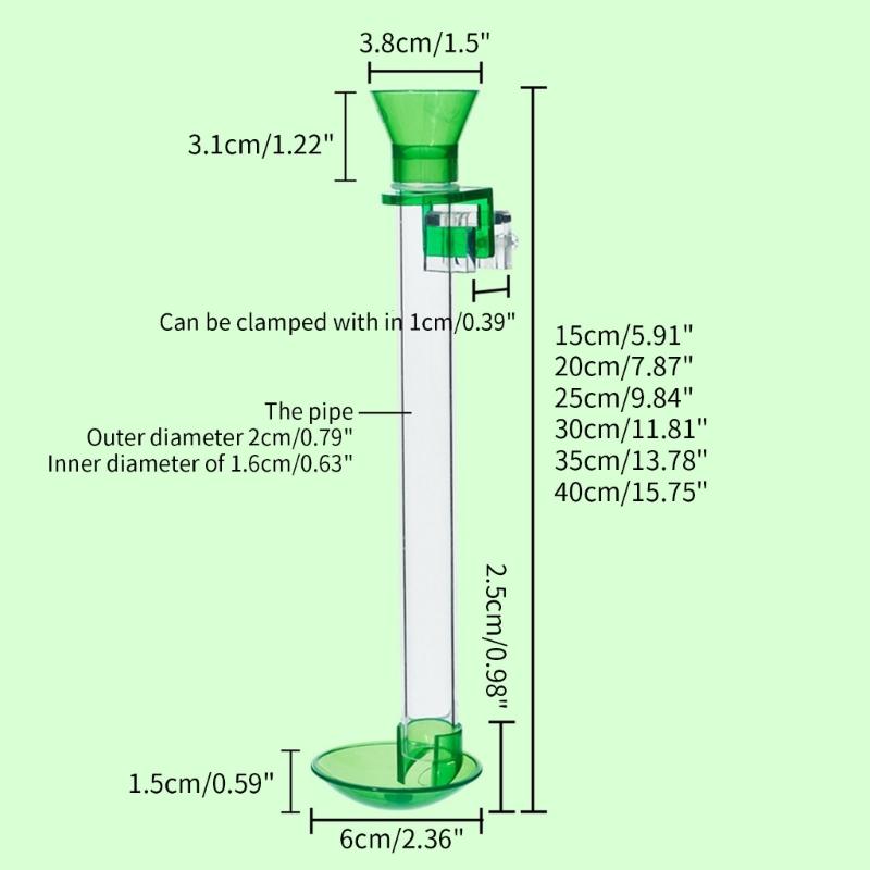 Aquarium Feeding Tube Acrylic Fish Shrimp Feeder with Feeding Bowl Dish 6 Size Clip to Low Water Level Fish Tanks