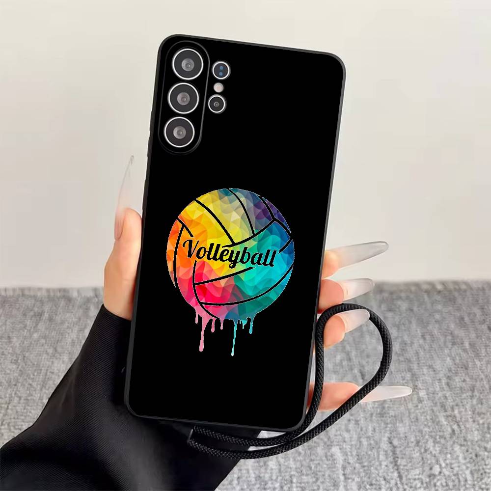 

Volleyball Painted Phone Case Black Silicone Soft For Samsung S25,S24,S21,S22,S23,S30,Ultra,S20,Plus,Fe,Lite Samsung S25