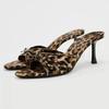 Women's Slippers Fashion Leopard Print Design High Heels Sandalias Temperament Stiletto Heels Slippers for Women Chaussons Femme