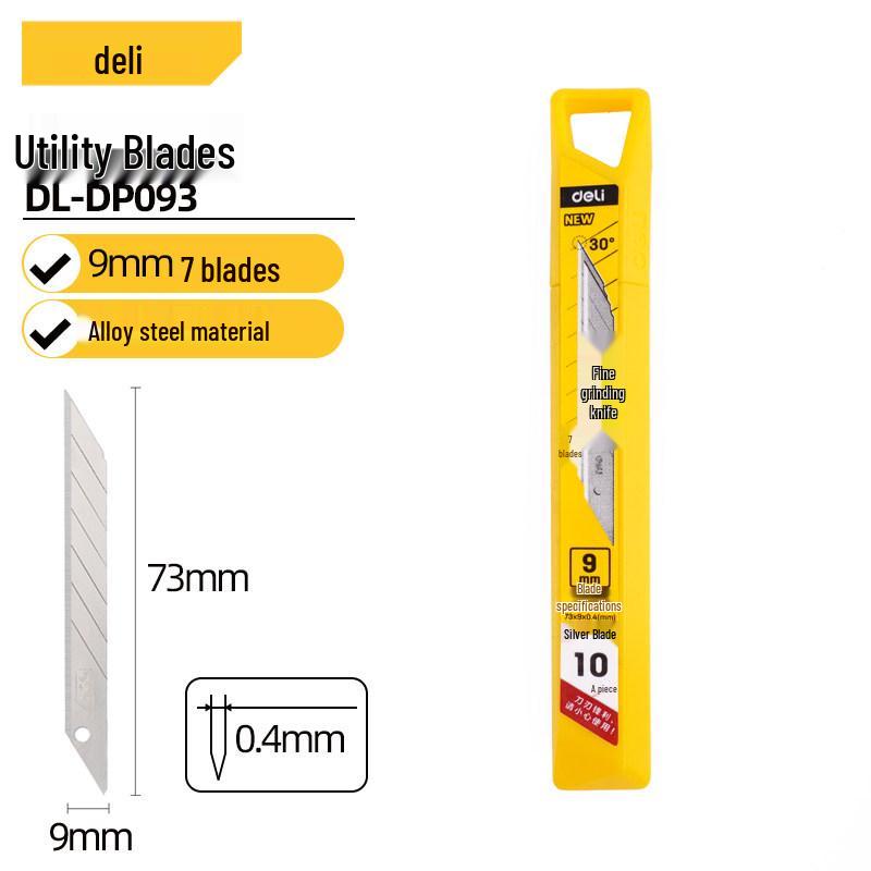 

9mm Utility Knife Blade with Flat 30° and Sharp 60° Corners, Ideal for Wallpaper, Film, and Carving.