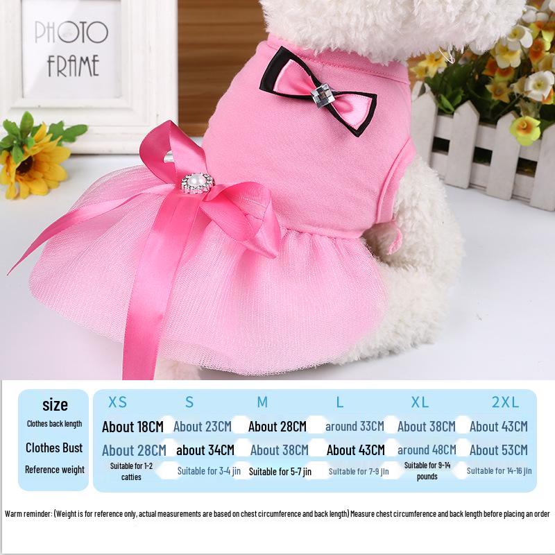 Vestido de malla de verano para perro estilo coreano con lazo