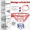 Basketball Hoop, Indoor and Outdoor, 46 cm Rim and Net, Wall Mountable, Red, Blue and White