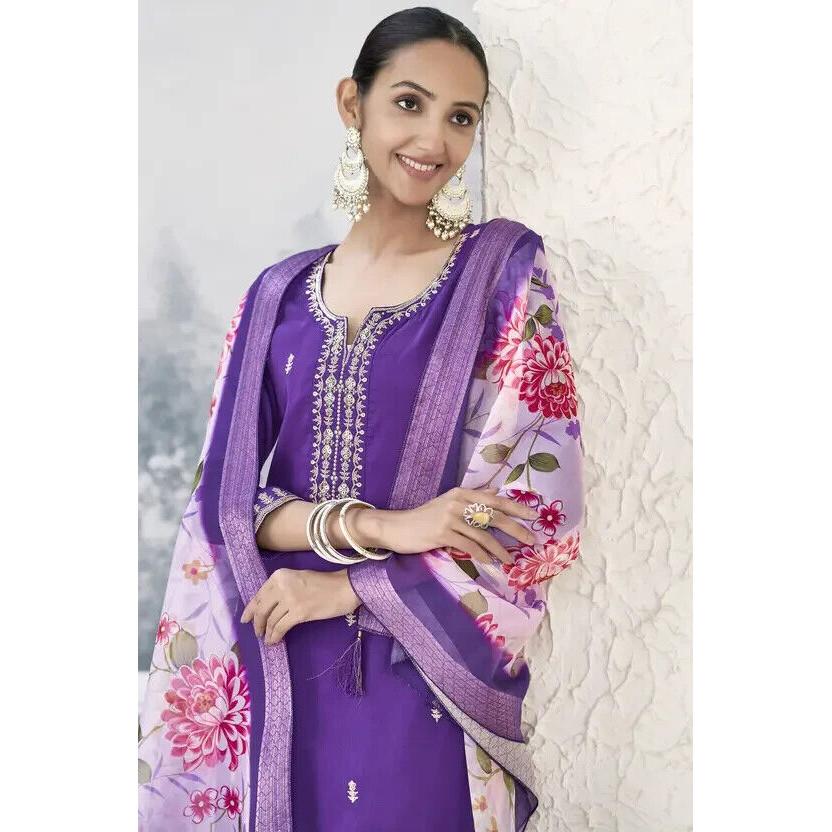 Damen Seidenmischung Top Tunika Kurti Salwar Kameez Set Indisch Pakistanisch Partykleidung VF-20144