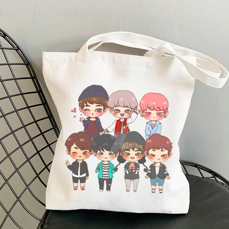 Korean Style Cartoon Print Tote Bag for Women Men Large Capacity Oxford Cloth Shoulder Crossbody Bag Fashionable Commute Backpack KTB