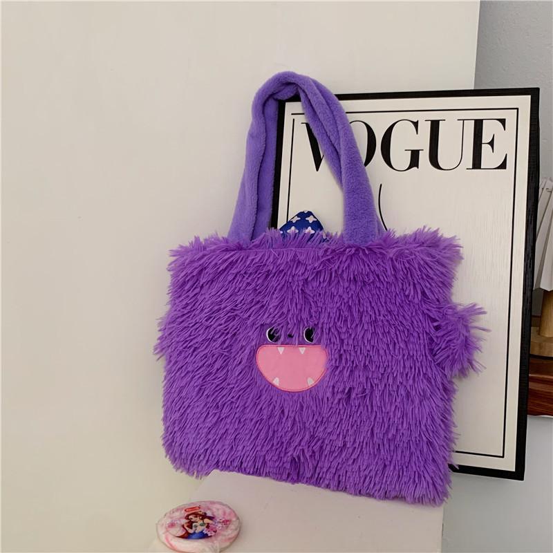

Милая маленькая мультяшная плюшевая сумка с изображением монстра, универсальная сумка через плечо для девочек и студентов, вместительная сумка в подарок one size fits all фиолетовый
