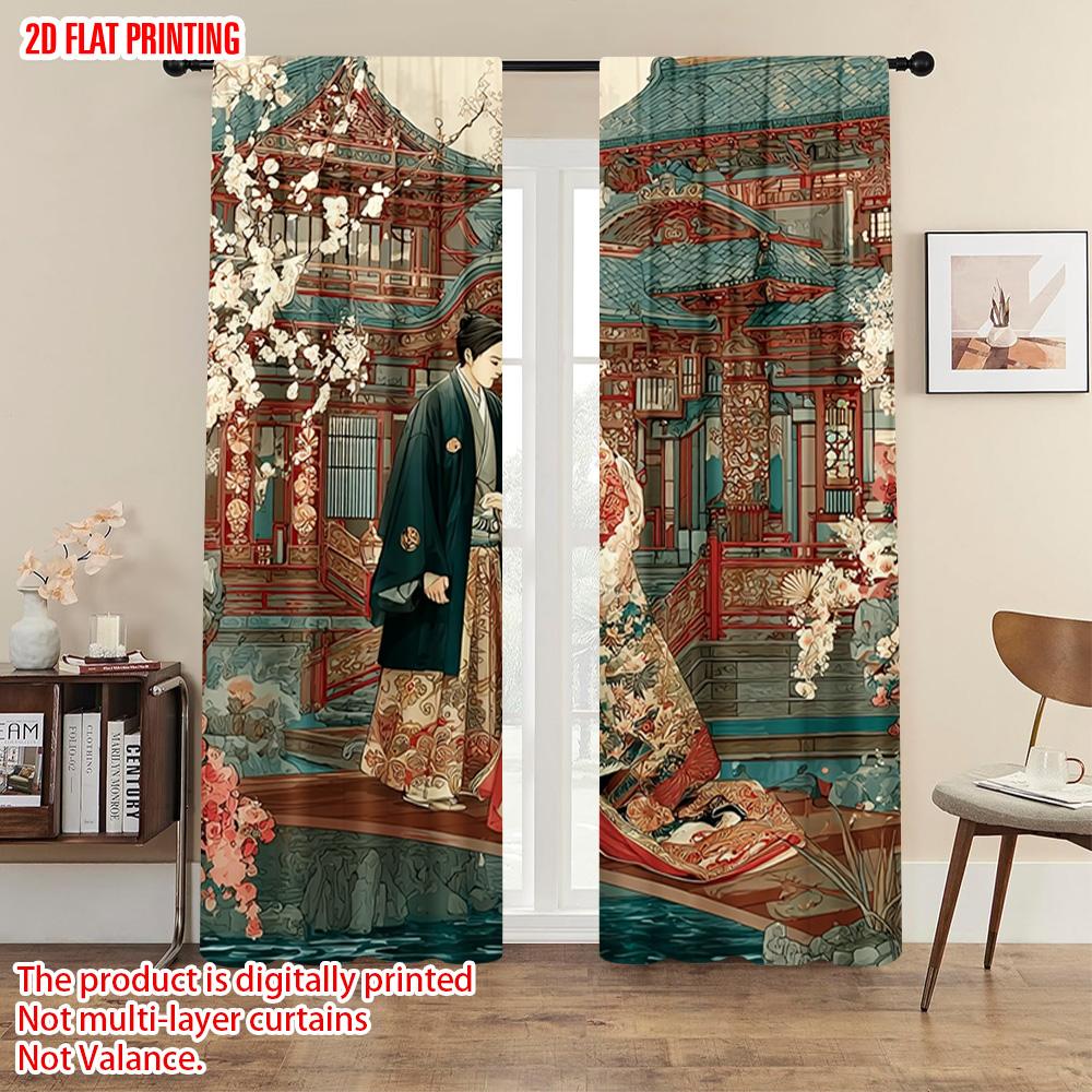 2pcs   plane printing Curtain Popular Men's and women's kimono 100% Polyester (without rod) Outdoor Decorations Use for Living
