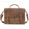 Vintage Leather & Canvas Briefcase for Men, Business Office Portfolio Bag, Document Tote Attache Case