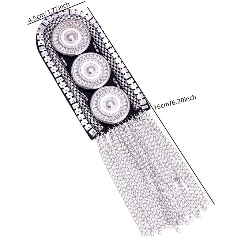 Metal Tassel Epaulette Shoulder Accessories Patch Punk Rock Brooch Tassel Epaulets Punk Style Metal Texture Fringe Epaulette