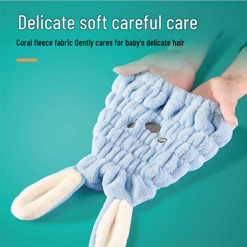 Adorable Kids Cartoon Rabbit Hair Drying Cap - Absorbent Bath Towel Wrap
