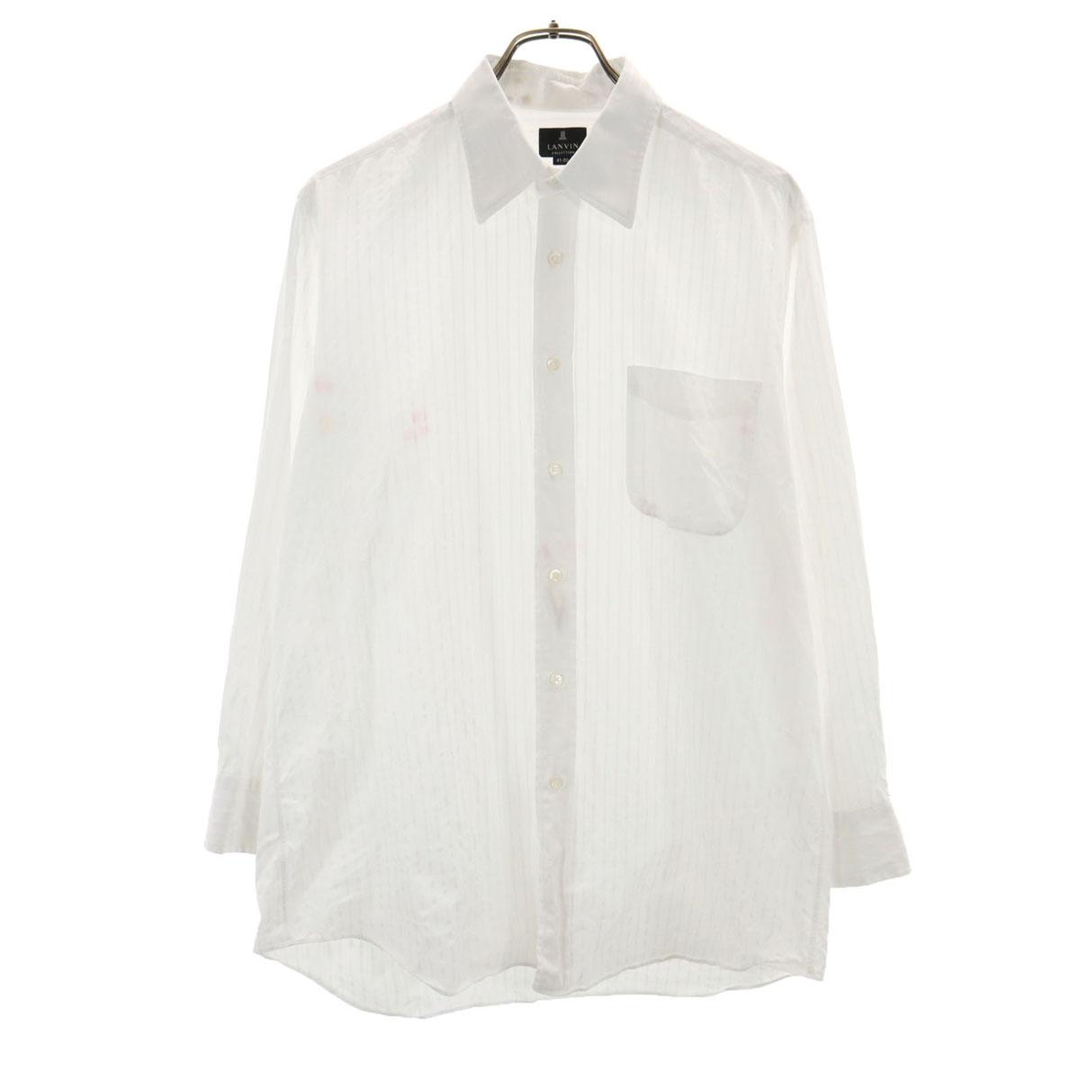 

LANVIN made in Japan Striped Pattern Long sleeve shirt 41-80 White Men s Used