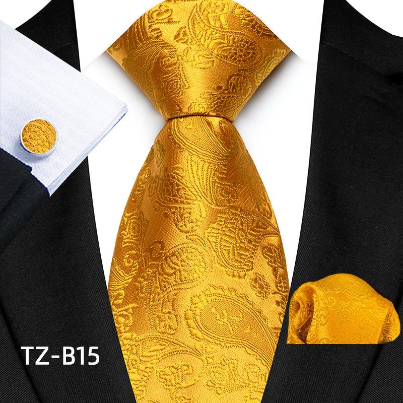 Pattern Men'S Wedding Suit Tie Pocket Towel Cuff Set