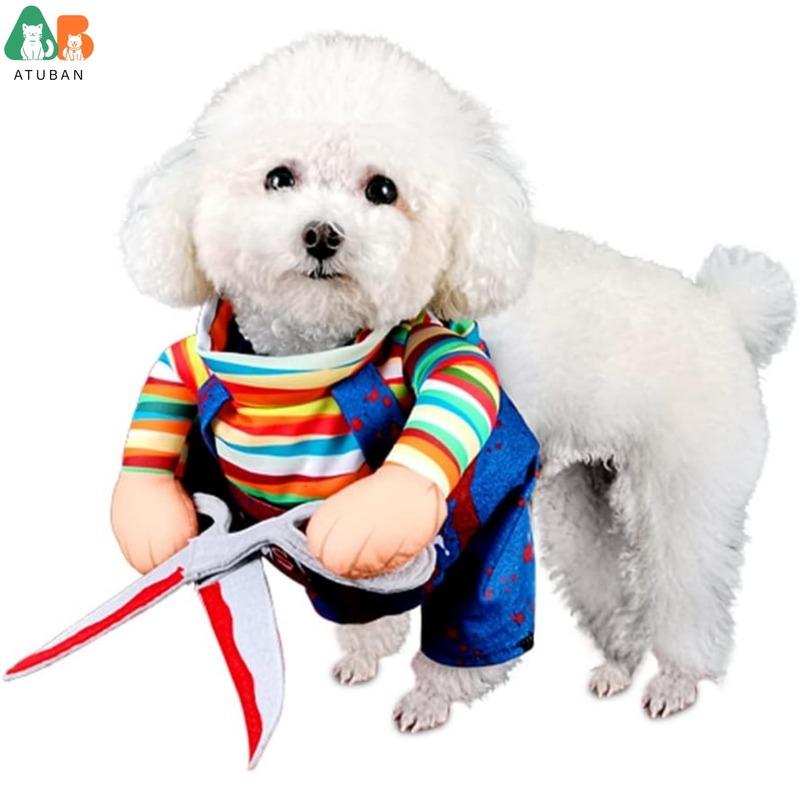 Halloween Scissors Style Doll Dog Costume for Cat Puppy and Medium Size Dog, Pet Adjustable Doll Funny Special Clothes Cosplay