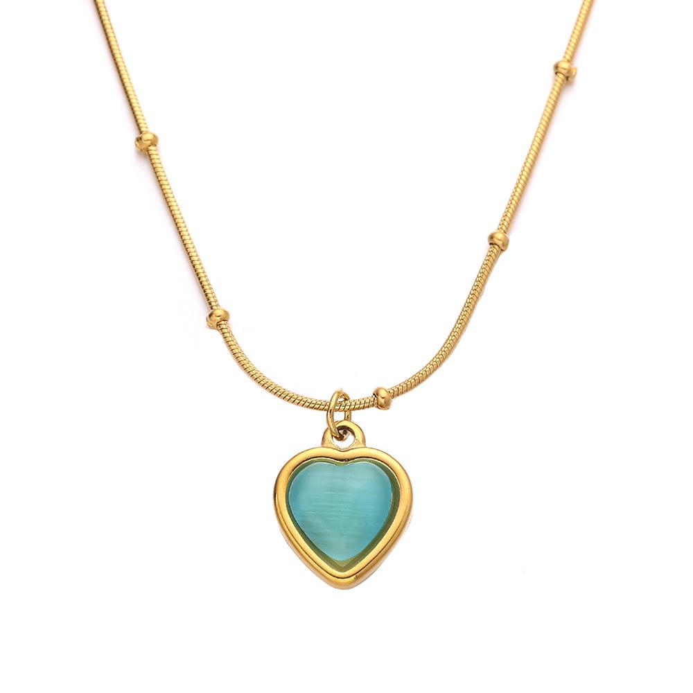 European and American, Sweater Chain High-end Peach Heart Collarbone Chain Retro Gold Love Heart Shape, Necklace Female