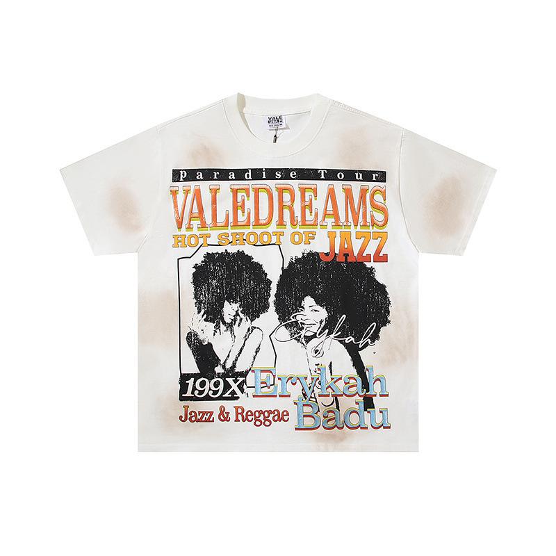 26 Cross-border foreign trade VALL Meichao high street retro washing water old direct injection hot diamond short sleeve pullover men's and women's 