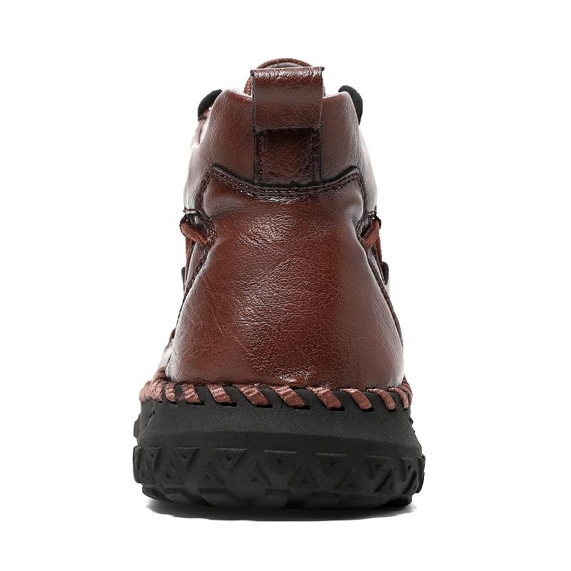 Men's Leather Casual Shoes Handmade  Soft  Working Shoes Leather Ankle Boots Large Size Driving Moccasins Shoes