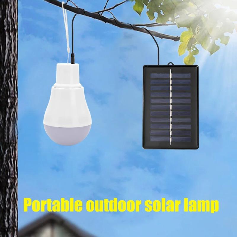 Solar Powered Lamp Portable Led Bulb Lights Rechargeable Camp Tent Night Fishing Emergency Solar Energy Panel Sunlight
