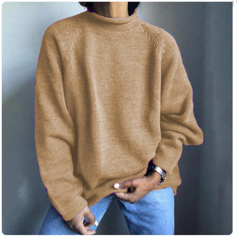 Jarní jednobarevný pulovr volný ležérní pletený svetr pro ženy luxusní uvolněný střih zeštíhlující a všestranný top