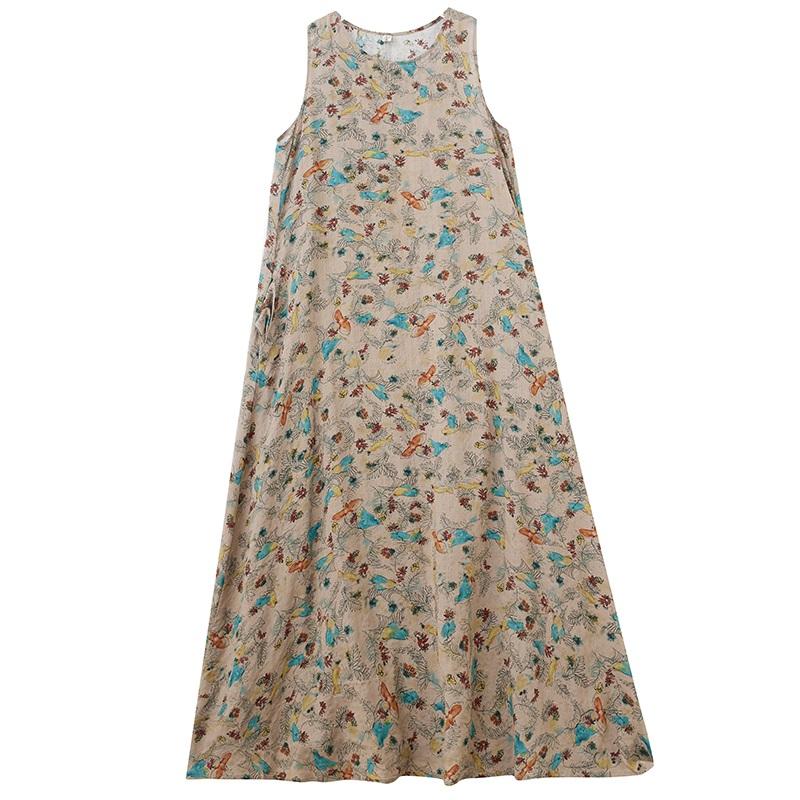 Sleeveless Plus Size Cotton Vintage Floral New In Dresses for Women Casual Loose Long Summer Dress