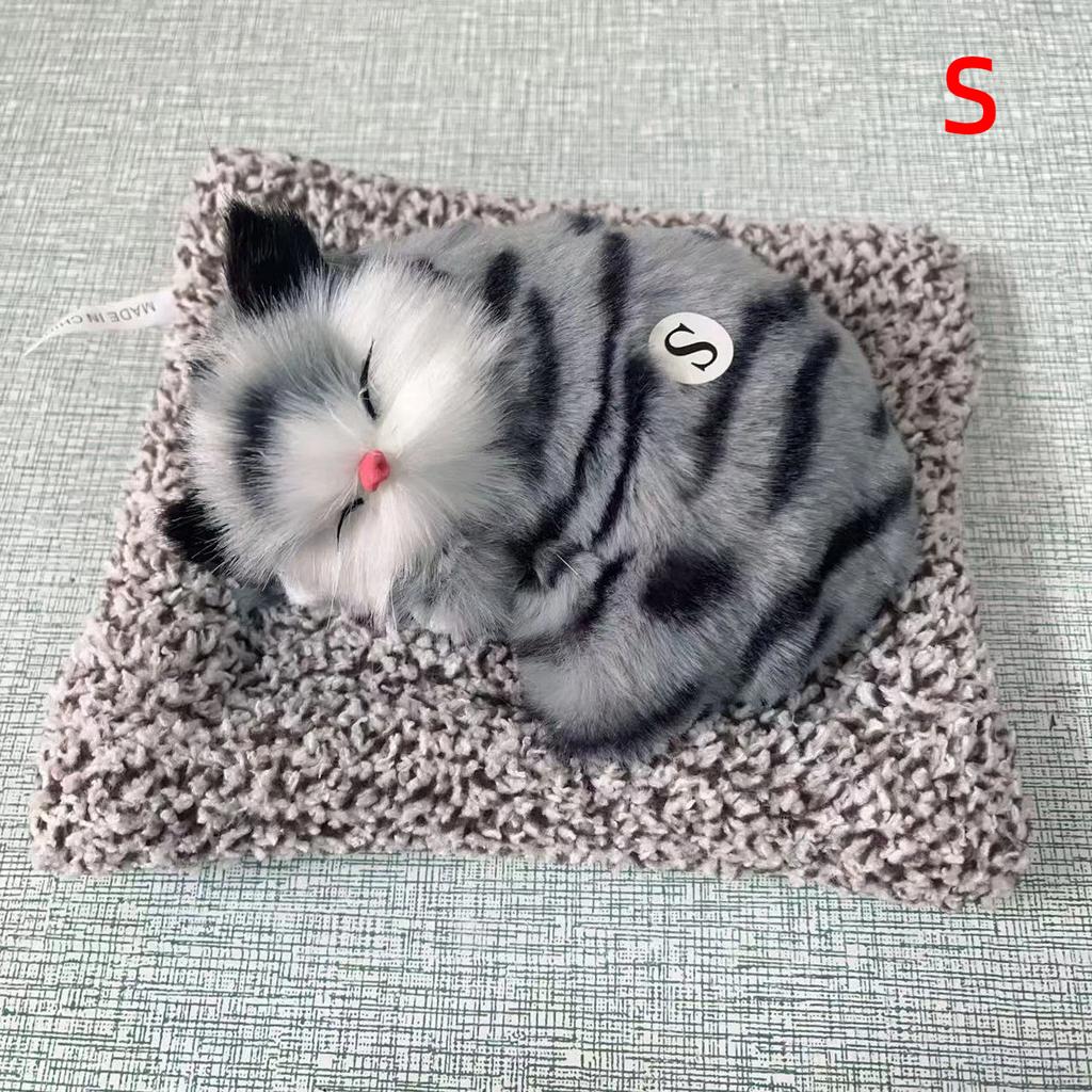 Simulated Cat Ornament With Built-in Activated Carbon Purifying Air Cute Doll Car Decor Sleeping Cat Figurine Press To Sound