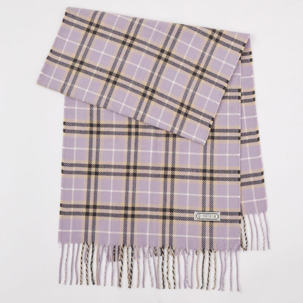 Winter new versatile plaid scarf women's color matching warm fringed scarf checkerboard high-end imitation cashmere scarf