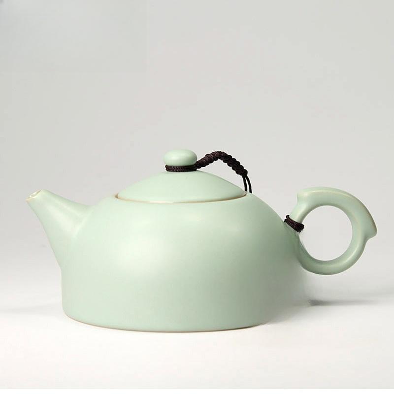 Celestial Green Ru Kiln Teapot High-grade Imitation Song Ru Porcelain Small Pot Retro Hand Grab Pot Ceramic Kung Fu Tea Set