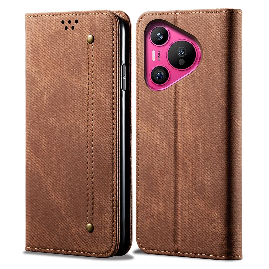 Für Huawei Pura 70 Pro/Pura 70 Pro+ Hülle Leder Brieftasche Handyhülle Jeansstoff Textur