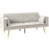 2-Seater Sofa Bed, Adjustable Backrest, Soft Cushions, Velvet-Like Cover, for Living Room, Guest Room, Beige