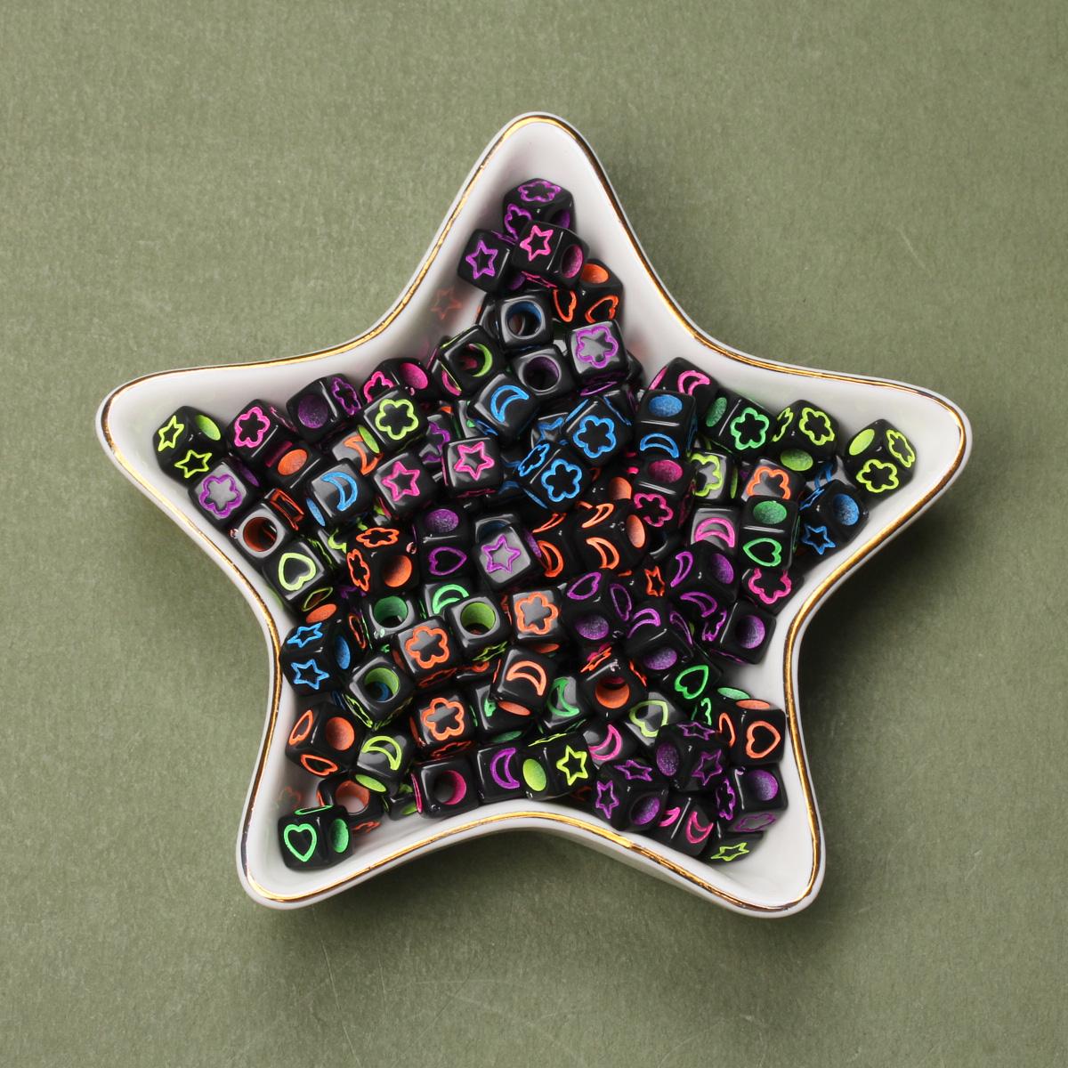 

80 шт. 6 мм Золотистый цвет Квадратные кубики Свободные бусины Звезда Луна Цветок Сердце Акриловые бусины Для изготовления ювелирных изделий DIY Ручная работа Материалы для бисероплетения