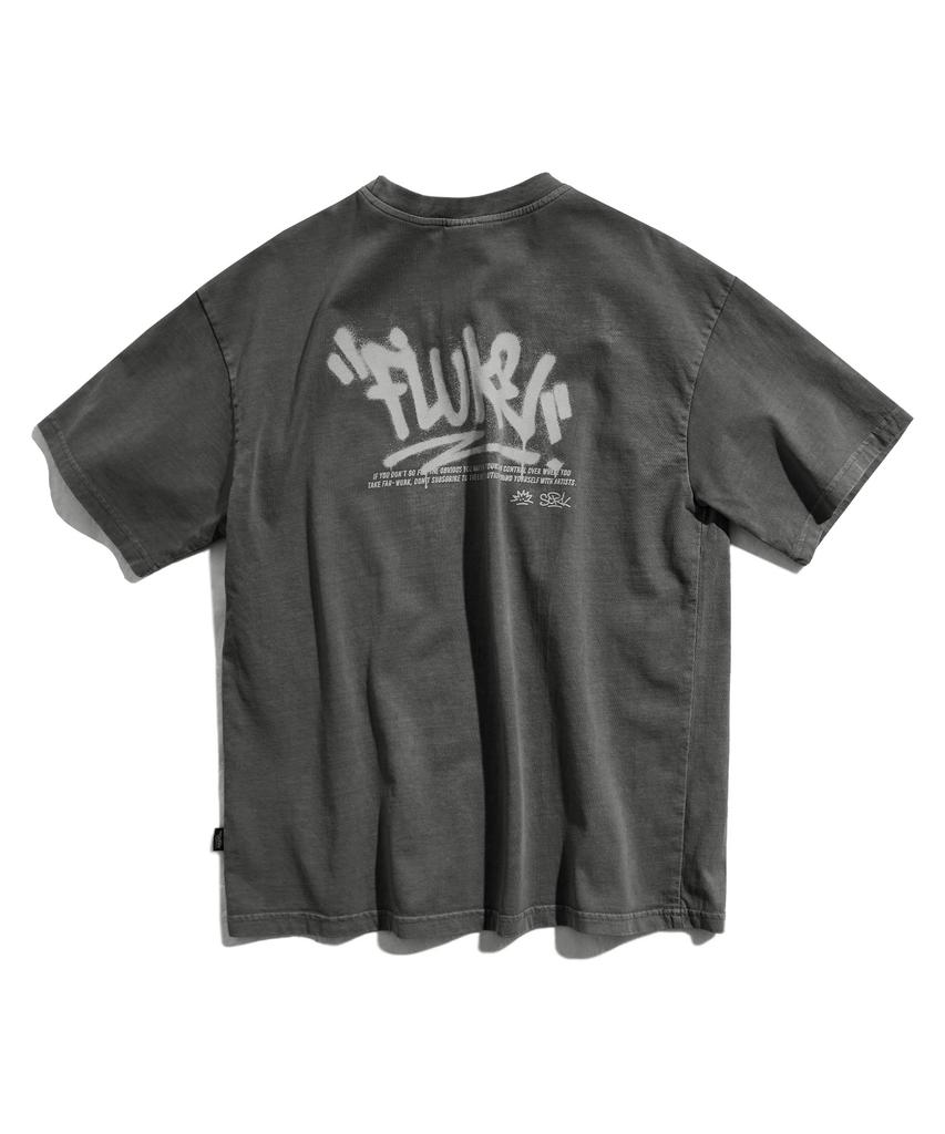 Peullukeu Graffiti Logo Pigment Short Sleeve T-Shirt Dark Gray Fst750