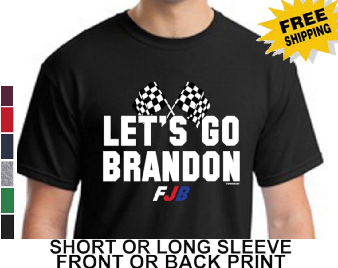 Patriotic Funny Lets Go Brandon FJB Joe Biden Nascar New Mens Cotton  T-Shirt XXL