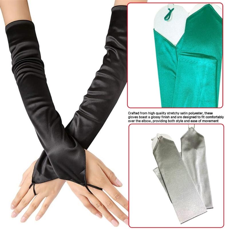  Elbow Gloves for Formal Event Party Costume Gloves Elegant Ceremony Gloves Women Stage Performances Arm Sleeves