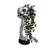 Vintage Metal Style Cemetery Art Gothic Skull Planter for Succulents Pothos, Creative Skeleton Flower Pot with Unique Gift Birthday Spine