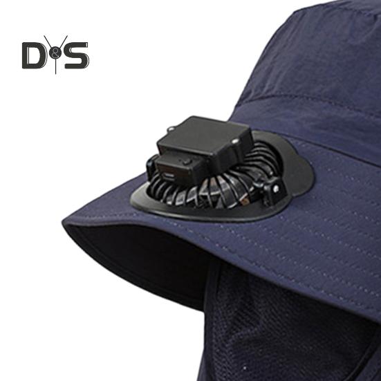 Solar-Ventilator-Hut, Sonnenhut für den Außenbereich, breite Krempe, mit solarbetriebenem Ventilator, Sommer-UV-Schutz, Fischerhut mit Gesichtsschutz für Golf, Wandern, Angeln