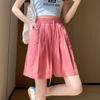 Women's High Waist Ice Silk Wide-Leg Shorts - Summer Casual, Slimming, Loose Fit, Mid-Length