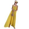 Seaside Vacation Sexy Backless Suspender Dress Women's Summer New Loose A-word Skirt Gentle Yellow Long Skirt