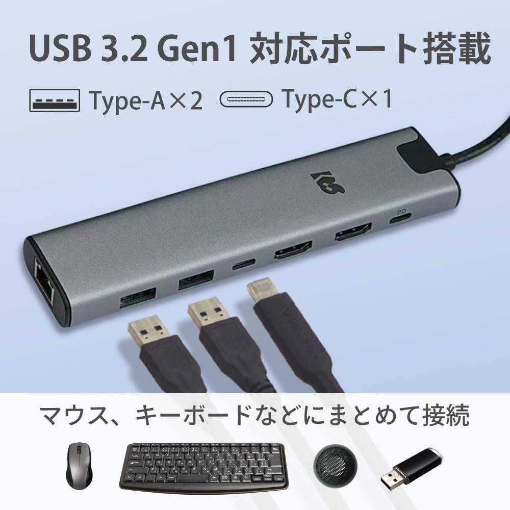 RATOC Systems Dual Display Adapter USB-C Docking Station with 4K 60Hz HDMI PD Pass-Through Gigabit Ethernet LAN and USB Hub RS-UCHD2-PHLA