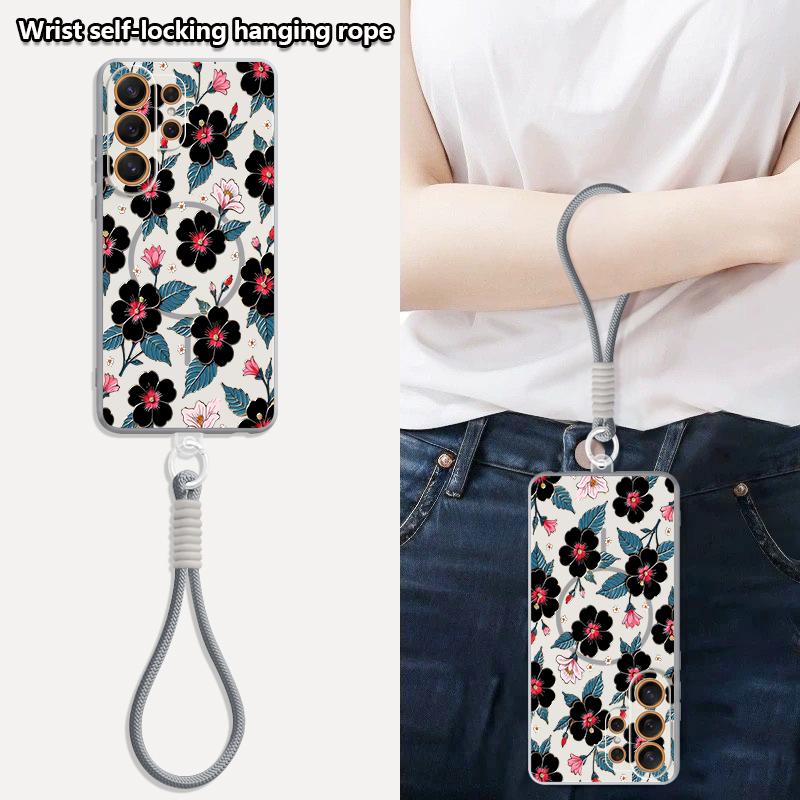 Floral Pattern Case For Samsung S26 Ultra S25 FE S24 S24 Plus A57 A37 A17 A56 A36 A16 A55 A35 A15 A54 5G Hybrid Magnetic Matte Cover