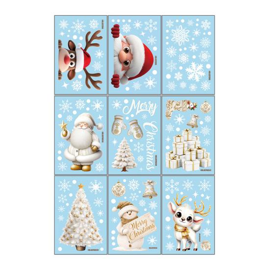 Yousheng 9 Sheets/Set Christmas Window Cling Removable Waterproof PVC Winter Merry Christmas Static Glass Sticker Holiday Party Decoration Decal