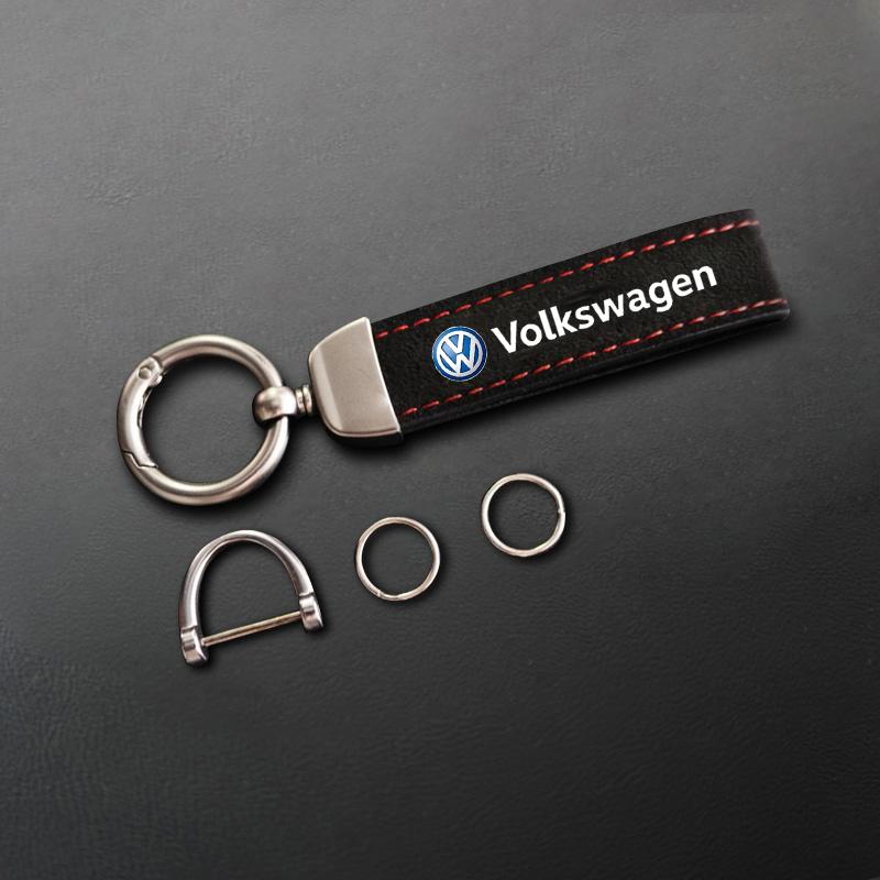 Valve Stems Caps Suede Leather Metal Buckle Car Keychains Key Chain Rings For VW Volkswagen Golf Polo Passat Tiguan Touran Jetta Yy1
