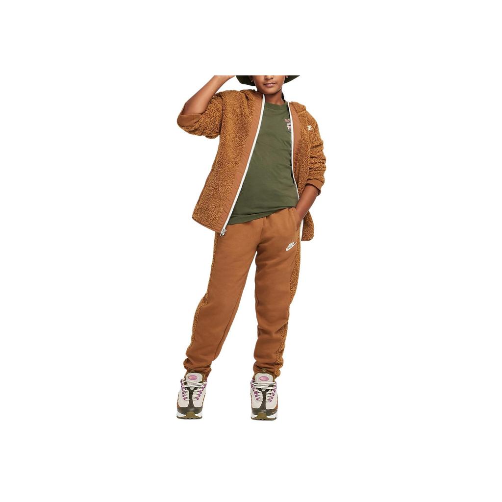 Nike Knitted Sports Pants Club Casual Soft Comfortable Warm Kids Bottoms Light-British-Brown HQ4884281