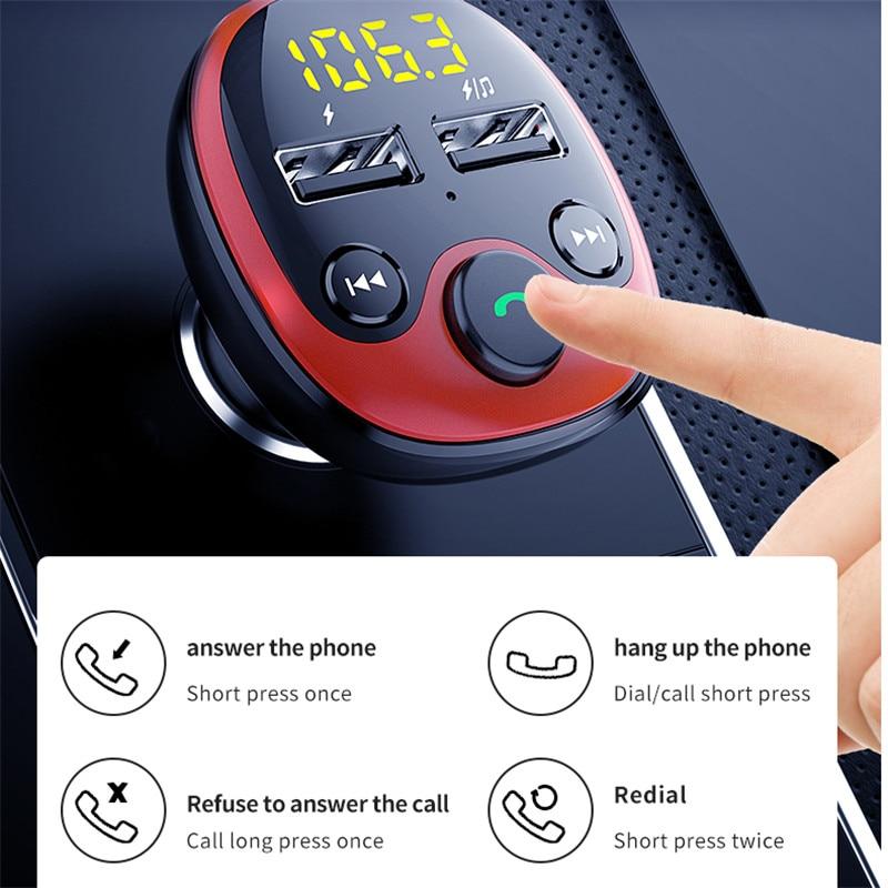 FM Radio Transmitter Car Bluetooth MP3 Player Handsfree Car Kit Dual USB Charger TF U Disk Music Player Car Accessorie