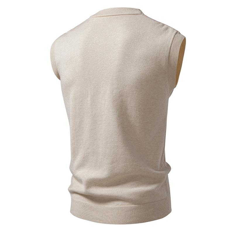 Autunno Gilet da Uomo Lavorato a Maglia a Cavi Scollo a V Abbottonato Senza Maniche Cardigan Gilet Outdoor Business Leggero Streetwear