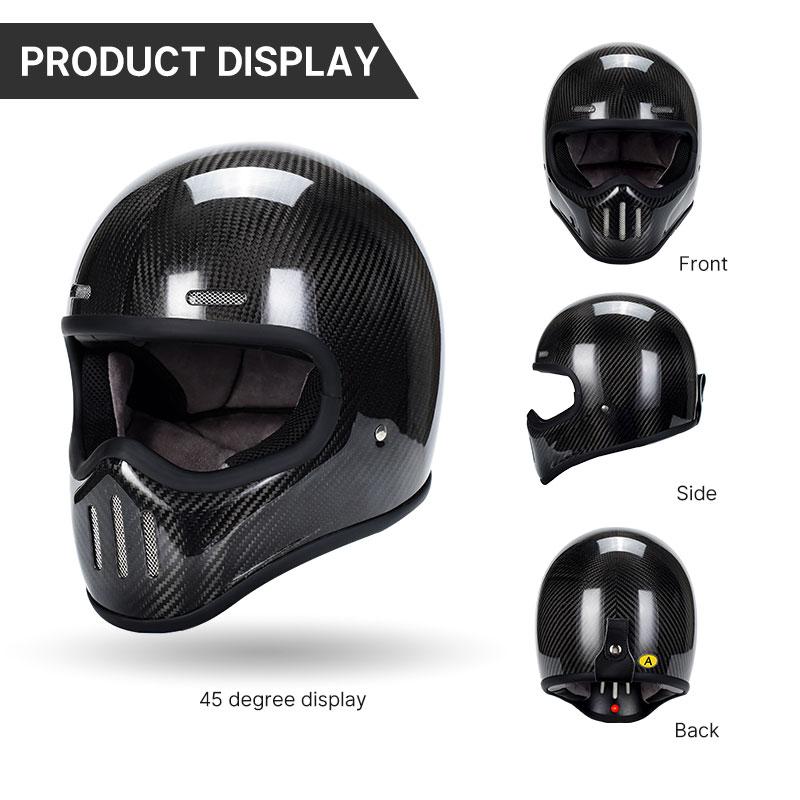 Cască Motocicletă Cafe Racer Cască Integrală Pentru Bărbați Femei Vintage Model Fibră de Carbon 3K Cască Moto Patru Sezoane