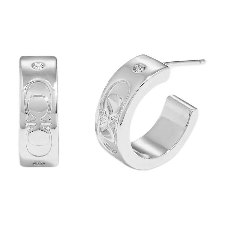 Coach Round Design Glass Earrings Women earrings Silver CI901SLV F,Silver